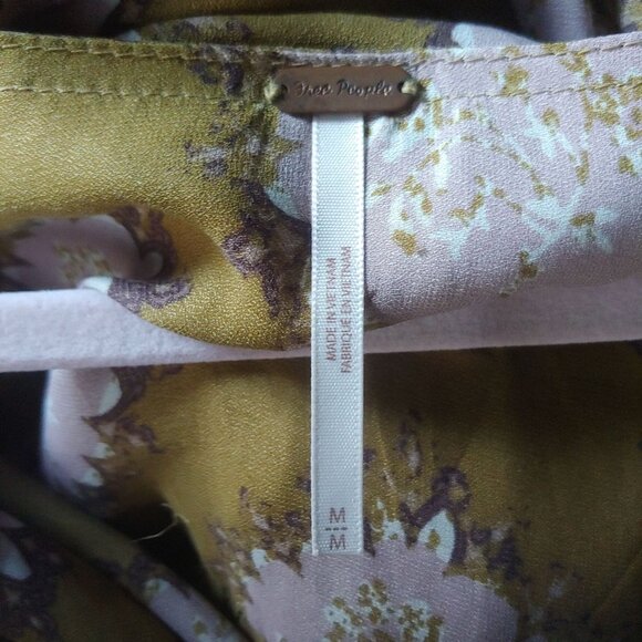 Free People Cowling Around Goldenrod Combo Flowy Boho Oversize Top M - Picture 12 of 14